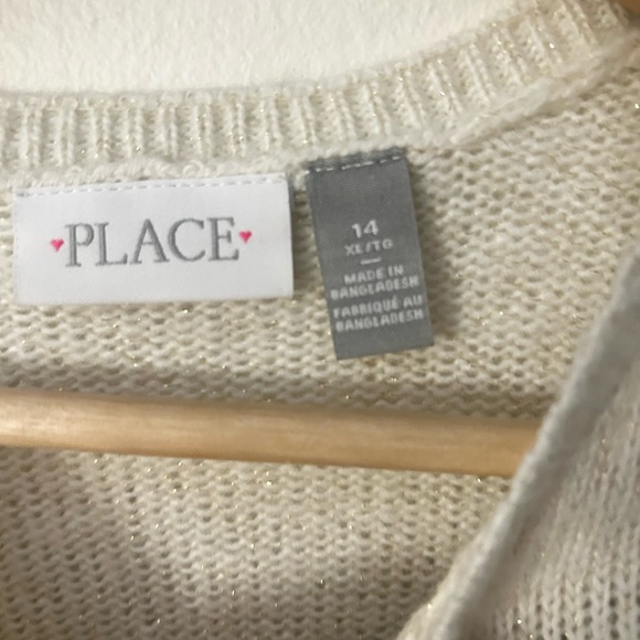 The Children's Place Girls XL Cream and Brown Long Sleeve Knit Sweater Dress - Picture 2 of 4